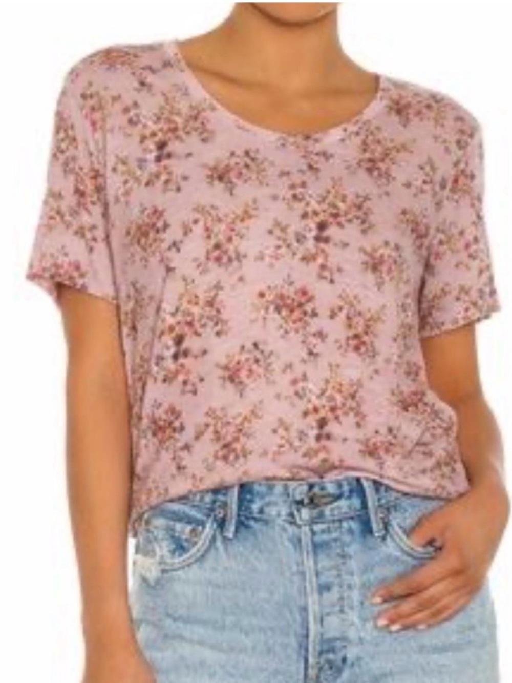 LoveShackFancy Pink Floral Short Sleeve Tee
